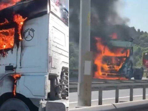 Eyüpsultan’da TIR Yangını: Araç Kullanılamaz Hale Geldi